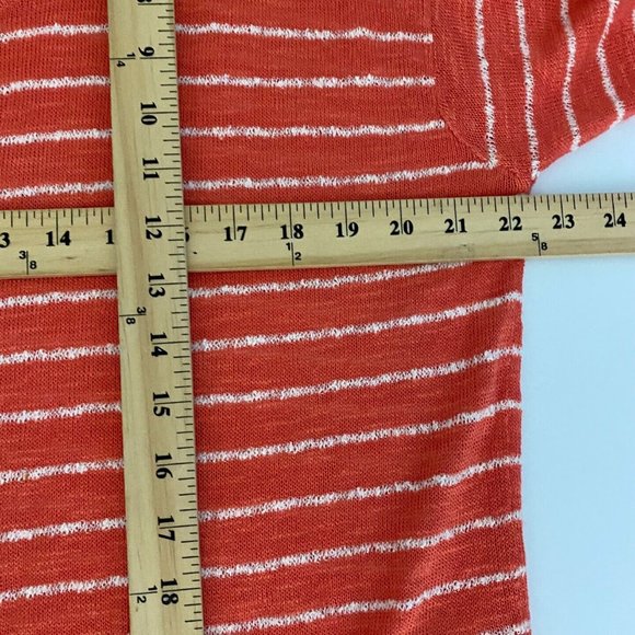 J Jill Sweater Linen Blend Knit Womens Large Petite Scoop Neck Orange Stripe - Picture 8 of 9